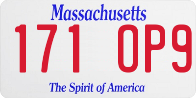 MA license plate 171OP9