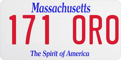 MA license plate 171OR0