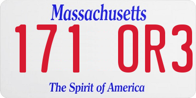 MA license plate 171OR3