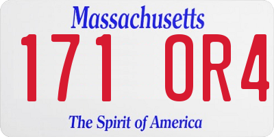 MA license plate 171OR4