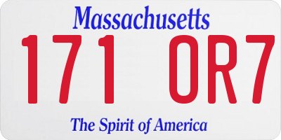 MA license plate 171OR7
