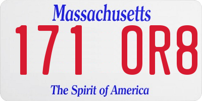 MA license plate 171OR8