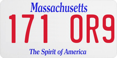 MA license plate 171OR9