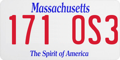 MA license plate 171OS3