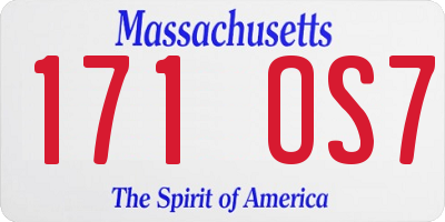 MA license plate 171OS7