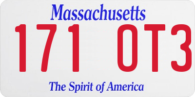 MA license plate 171OT3