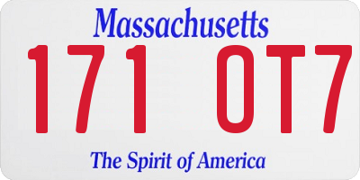 MA license plate 171OT7