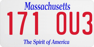 MA license plate 171OU3