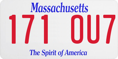 MA license plate 171OU7