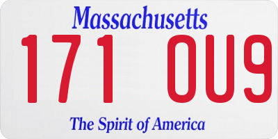 MA license plate 171OU9