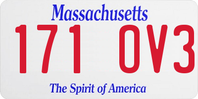 MA license plate 171OV3