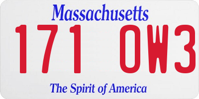 MA license plate 171OW3