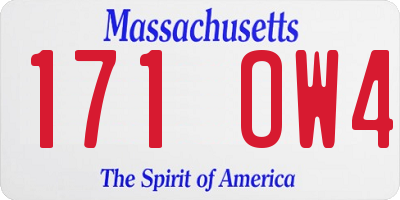 MA license plate 171OW4