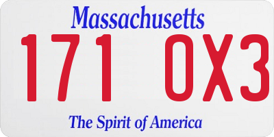 MA license plate 171OX3