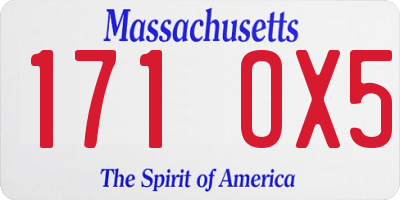 MA license plate 171OX5