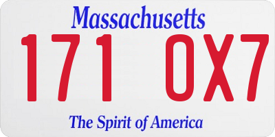 MA license plate 171OX7