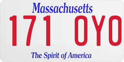 MA license plate 171OY0