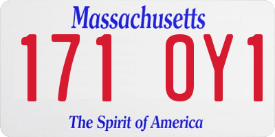 MA license plate 171OY1