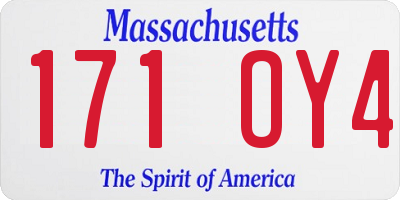 MA license plate 171OY4