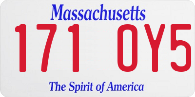 MA license plate 171OY5