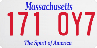 MA license plate 171OY7