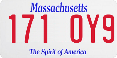 MA license plate 171OY9