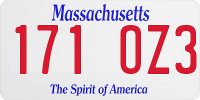 MA license plate 171OZ3