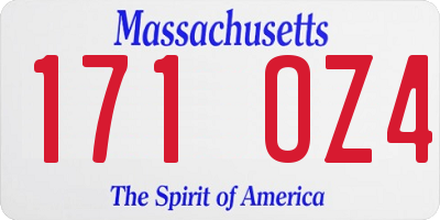 MA license plate 171OZ4