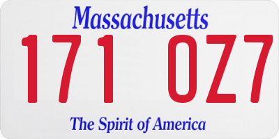 MA license plate 171OZ7