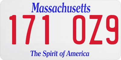 MA license plate 171OZ9