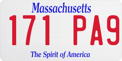MA license plate 171PA9
