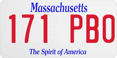 MA license plate 171PB0