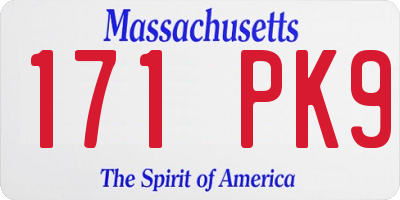 MA license plate 171PK9