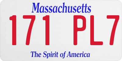 MA license plate 171PL7