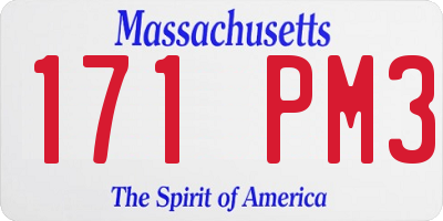 MA license plate 171PM3