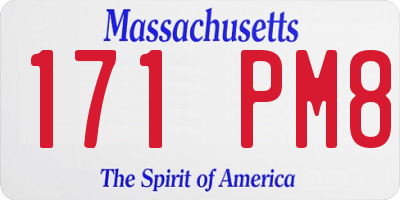 MA license plate 171PM8