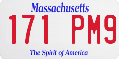 MA license plate 171PM9