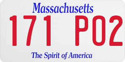 MA license plate 171PO2