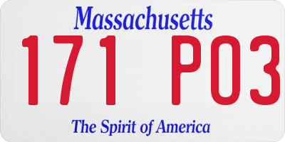 MA license plate 171PO3