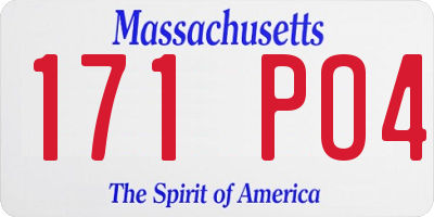 MA license plate 171PO4
