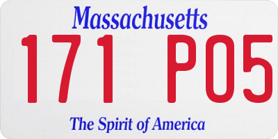 MA license plate 171PO5