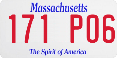 MA license plate 171PO6