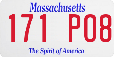 MA license plate 171PO8