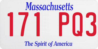 MA license plate 171PQ3