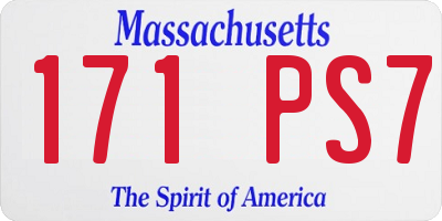 MA license plate 171PS7