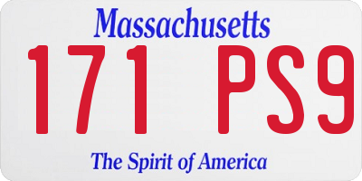 MA license plate 171PS9