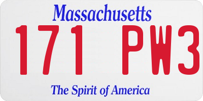 MA license plate 171PW3