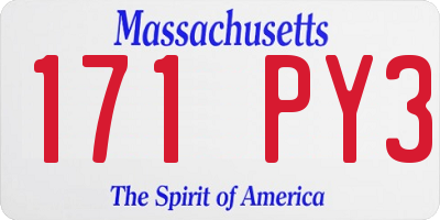 MA license plate 171PY3