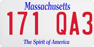 MA license plate 171QA3