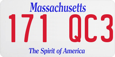 MA license plate 171QC3
